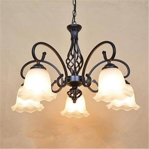 欧式铁艺客厅餐h厅卧室3 5 6 8 10头灯具简约大气田园美式吸吊灯