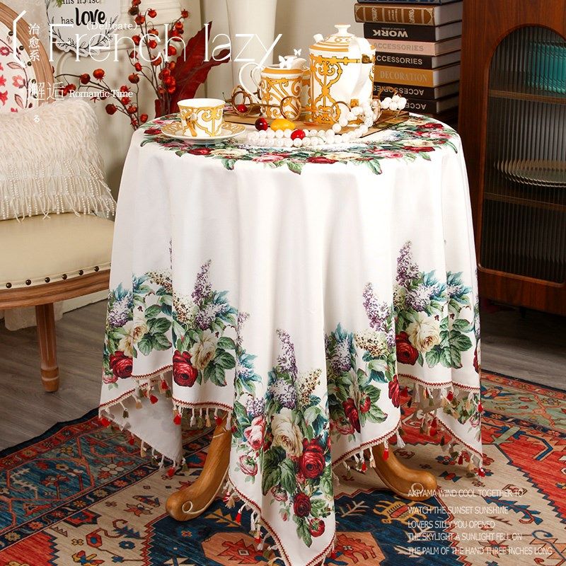 满园芳华防水桌布氛围感圆桌方桌盖巾美式法式田园玫瑰茶几布台布,居家布艺,桌布,淘宝优惠券,粉丝福利购,淘宝优惠卷