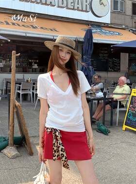 44AaSi多色囤!【夏季bi备】高级4色v领冰感基础t恤