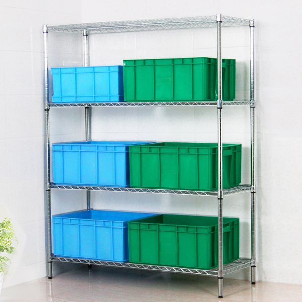 厨房置物架四层不锈钢色落地架微波炉收纳架层架储物架锅架