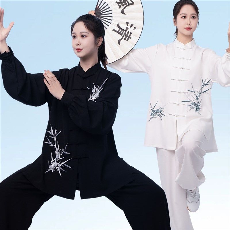 太极服女款新款白色o男士武术表演练功服装春夏季八段锦太极拳服