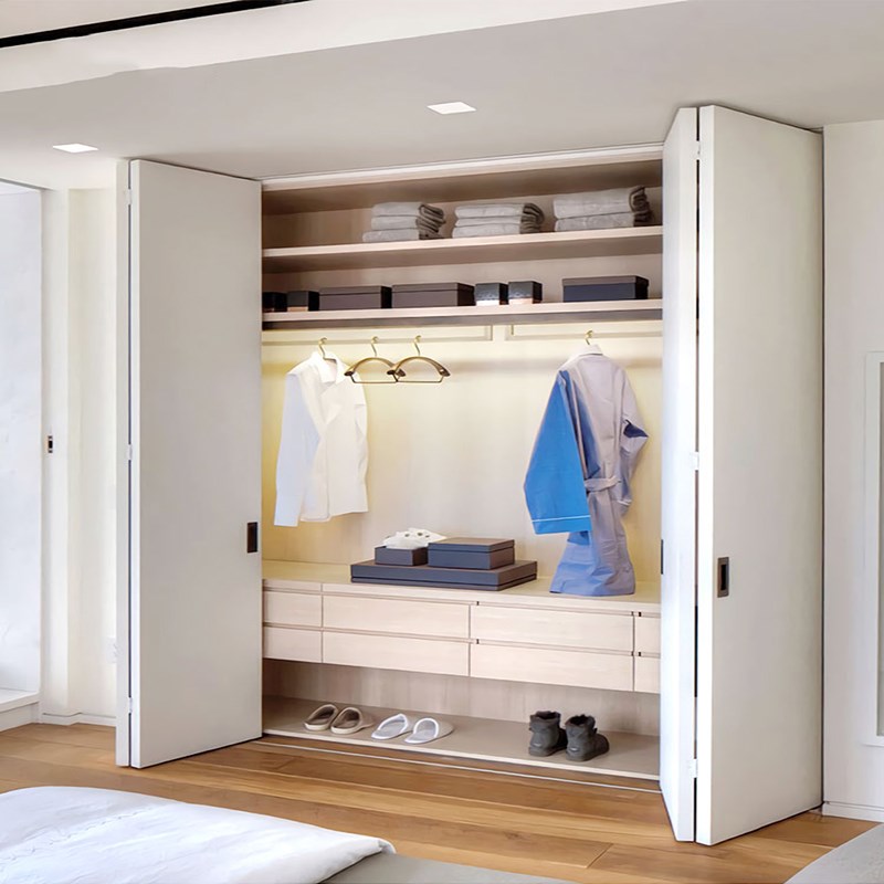 衣柜折叠门无下轨推拉门衣帽间轨道过道门两折吊门滑轨五金配件