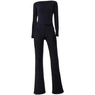 形体训练服装女套装优雅气质导师礼仪培训走秀紧身V领舞蹈练1006z