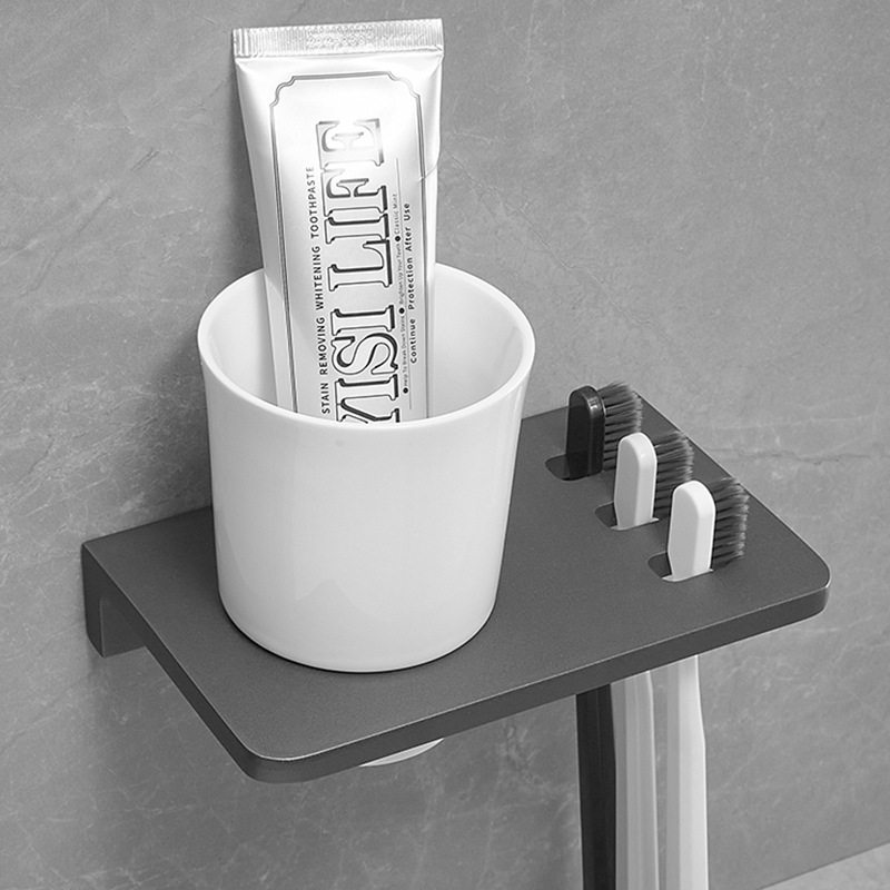 枪牙刷架免打孔牙杯牙刷置物架卫生间漱口杯收纳牙刷挂架