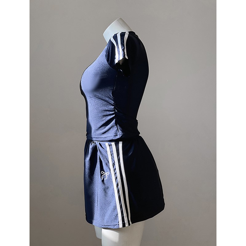 大码泳衣女士分体三件套学生运动风游泳馆泡温泉保守显瘦泳装