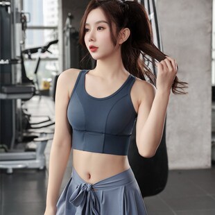 大码跑步瑜伽运动内衣女高强度防震大胸防下垂一体式薄款美背文胸