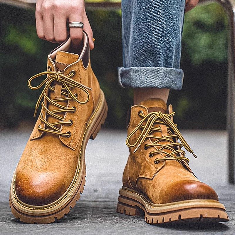 特大码男鞋春季新款大号薄款靴子加宽加肥马丁靴男士英伦大黄靴男,流行男鞋,马丁靴,淘宝优惠券,粉丝福利购,淘宝优惠卷