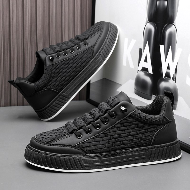 男鞋秋冬2024新款一脚蹬百搭休闲板鞋黑色运动软底防滑工作劳保鞋