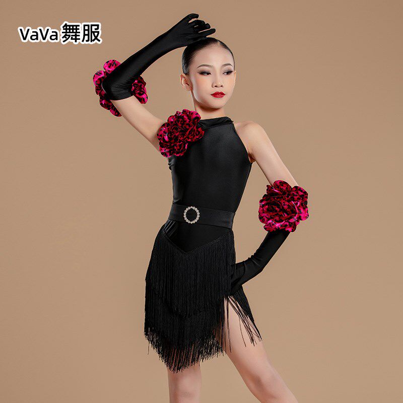 VaVa舞服拉丁舞服流苏裙国际比赛标准女儿童专业表演X网红演出花