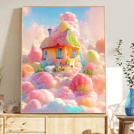 云边小屋钻石画2024新款满钻5d贴钻十字绣客厅卧室小件手工风景画