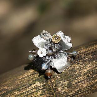 酉州苗绣手工艺品纯礼服配套首饰典雅刺绣胸针民族风饰品