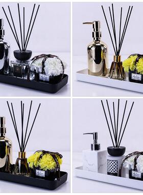 卫生间洗手台摆件样板房洗漱台摆设家居饰品香薰托盘套装卫浴软装