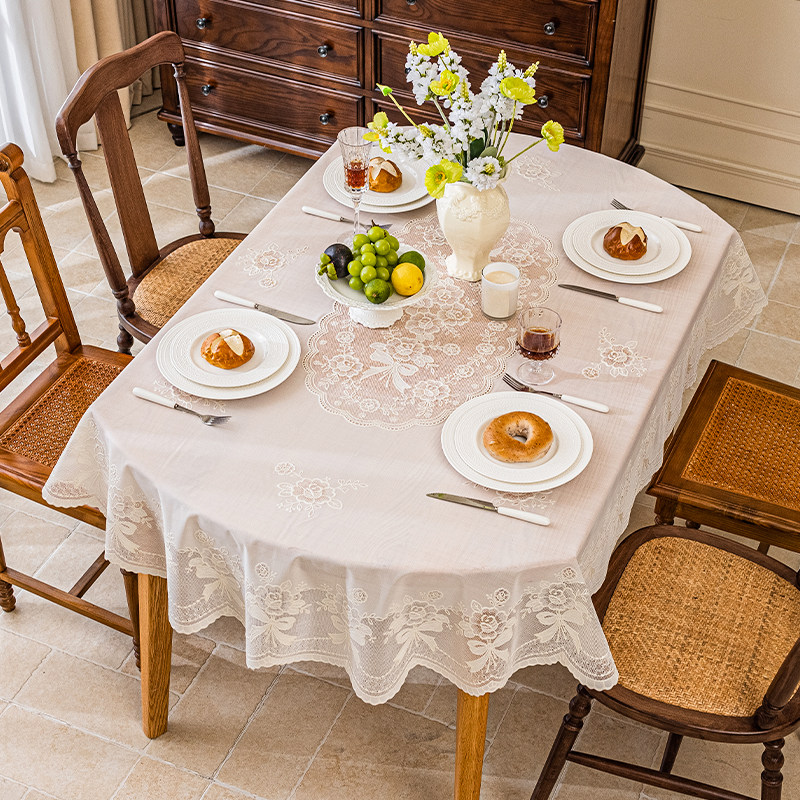 桌布防滑环保PVC免洗椭圆形家用塑料台布欧式蕾丝餐桌布防水防油,居家布艺,桌布,淘宝优惠券,粉丝福利购,淘宝优惠卷