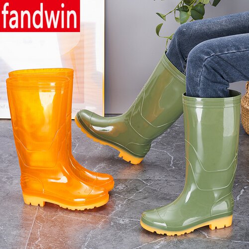 男士雨鞋劳保工地防m水鞋pvc男士高筒雨靴防滑耐磨软底白色胶鞋