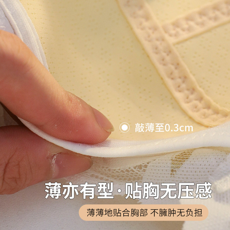 全罩杯内衣女大胸显小夏薄款蕾丝文胸无钢圈聚拢收副乳胸罩防下垂