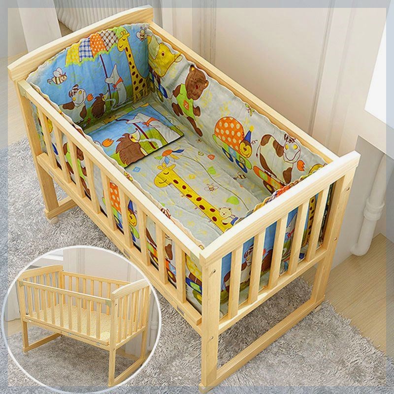 新疆多功能实木婴儿床无漆儿童床可变书桌摇篮床可拼接大床可