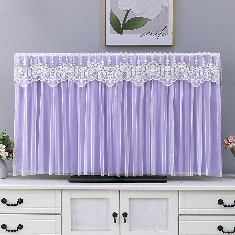 电视机套防尘罩新款高档挂式55寸液晶电视蕾丝盖布65寸电视帘