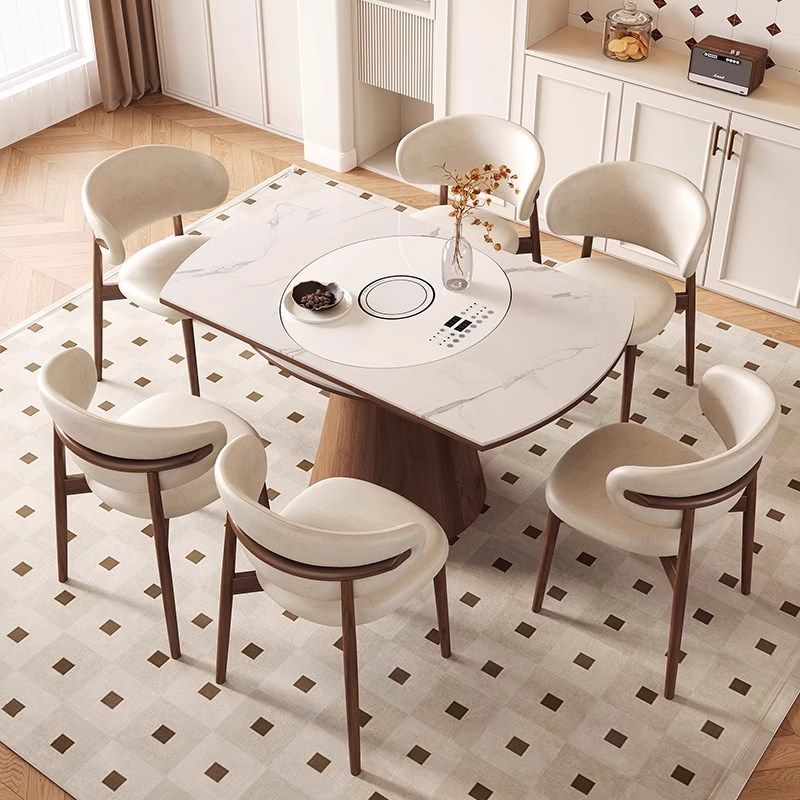 全实木岩板多功能伸缩餐桌椅电磁炉电动暖菜板可圆桌饭桌可配转盘,住宅家具,岩板餐桌,淘宝优惠券,粉丝福利购,淘宝优惠卷