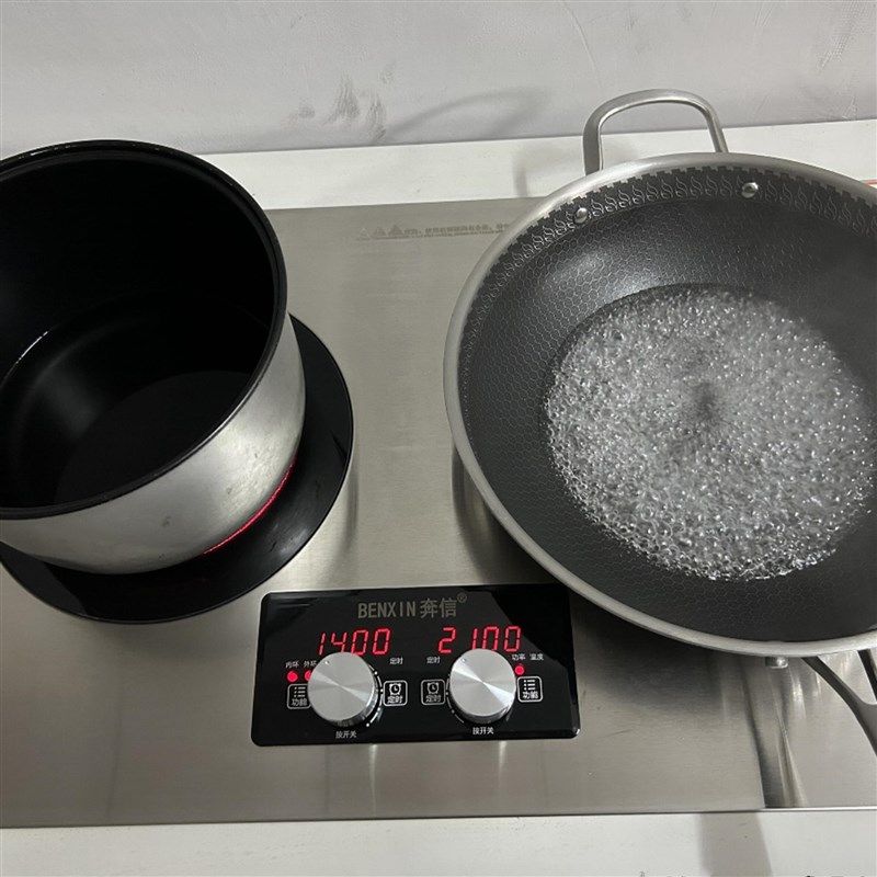 不锈钢一平一凹双灶电磁炉家用电陶炉双头炉嵌入式大功率凹面电灶