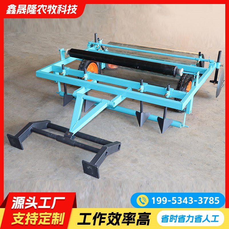四轮拖拉机地膜覆盖机农用旋耕机后置加厚滚筒自动上土铺膜机