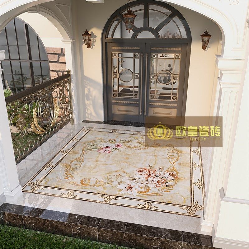 别墅进门拼花地砖800xt800欧式客厅拼图瓷砖入户玄关餐厅造型砖