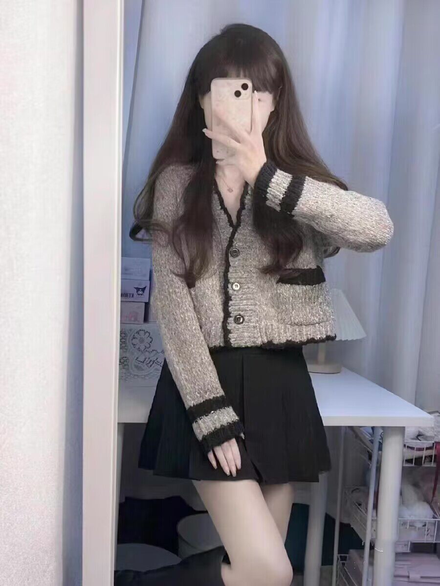 秋冬装搭配一整套可盐可甜小个子温柔学院风毛衣百褶裙两件套装女