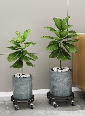 客厅阳台落地式铁艺矮花架 y特大号花盆底座托盘 带轮可移动