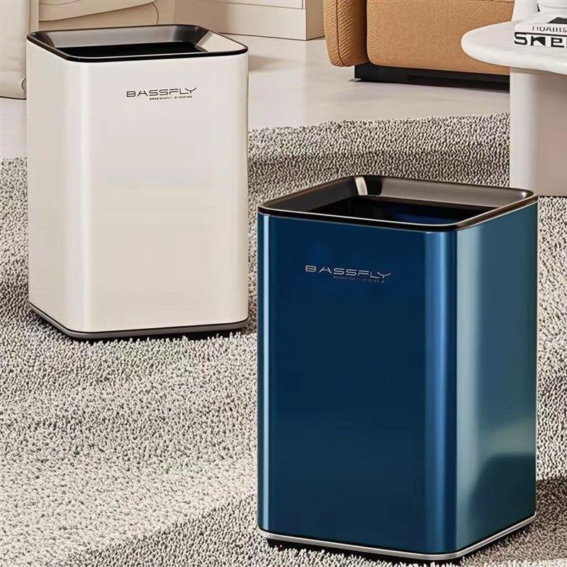 双层不锈钢无盖垃圾桶 隐藏垃圾袋滚轮直投大容量X厨房办公纸篓