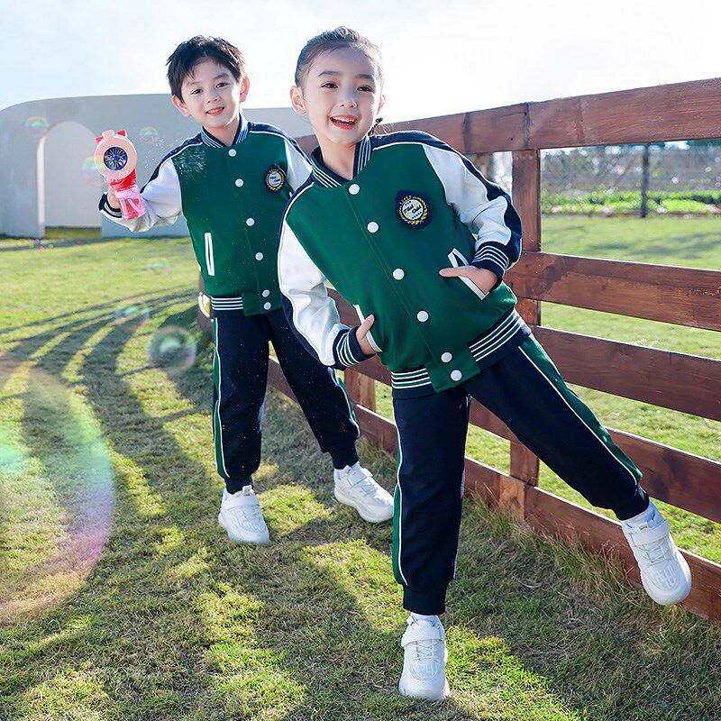 英伦风棒球服小学生校服套装儿童班服春秋款运动三件套幼儿园园服