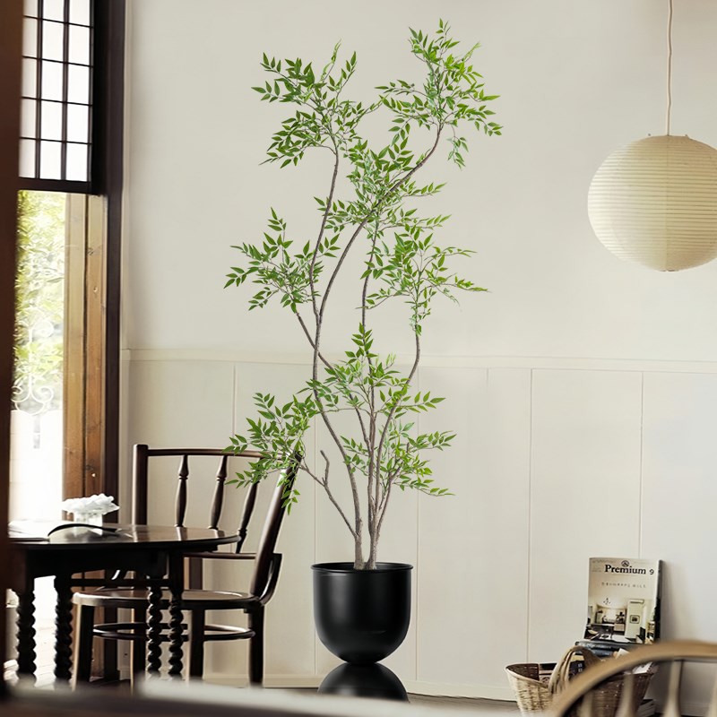 仿真植物南天竹室内落地盆栽大A型仿生绿植客厅玄关高档装饰花摆