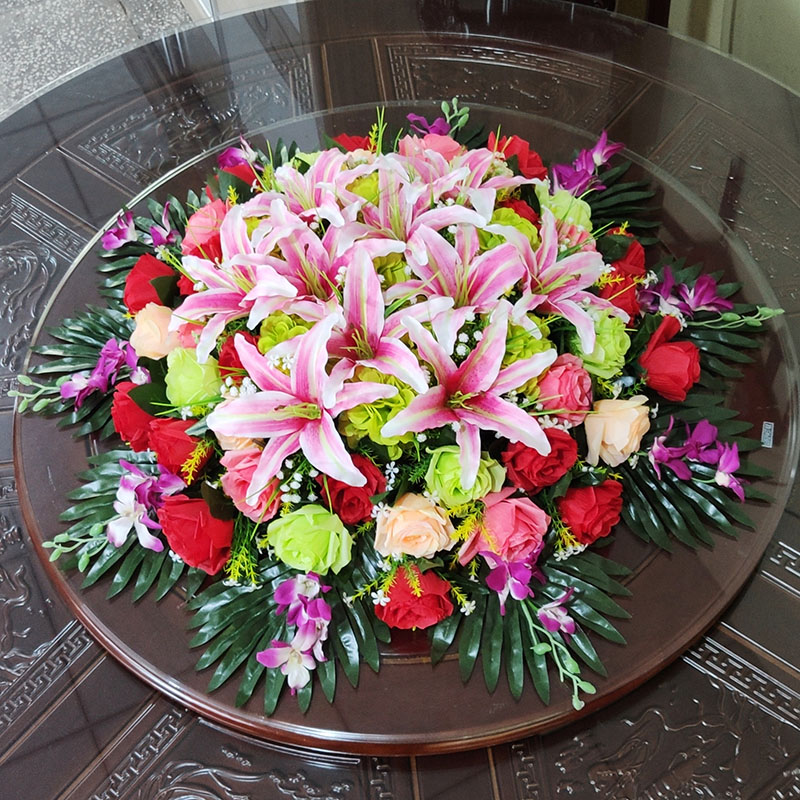包邮酒店餐桌花仿真花假花会议桌塑料花大圆桌转盘中间摆设装饰花