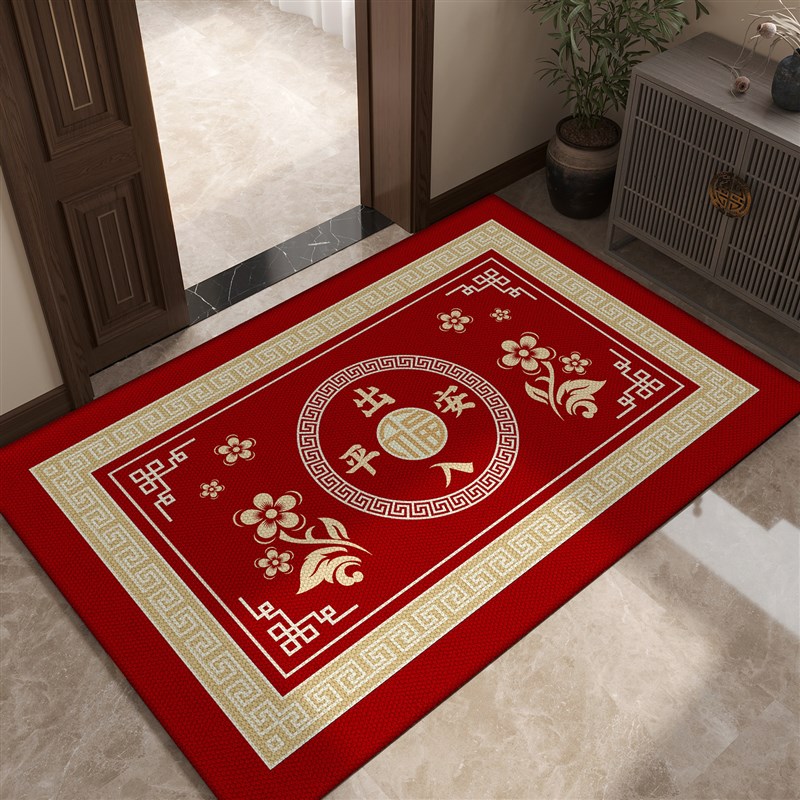 中式进门地垫入户门垫2024款新家用红地毯防滑大门口玄关脚垫喜庆