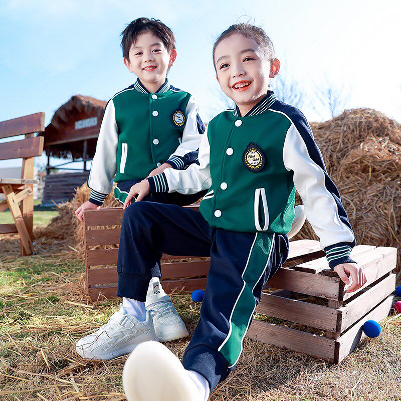 英伦风棒球服小学生校服套装儿童班服春秋款运动三件套幼儿园园服