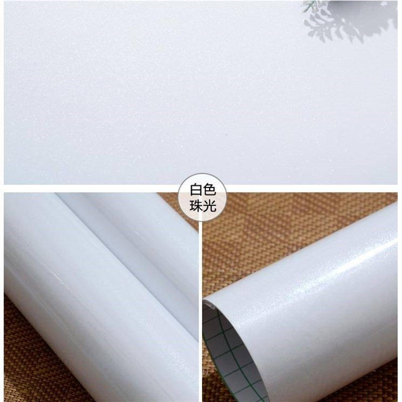 Q683白色高光家具翻新贴纸烤漆防水自粘墙纸壁纸波音软片橱柜衣柜