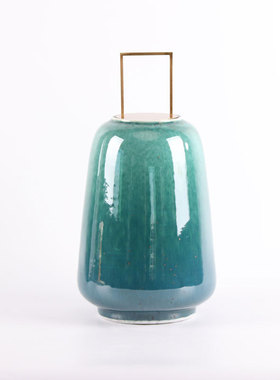 新中式翡绿陶瓷装饰罐盖饰物客厅玄关餐边柜酒店大堂摆件软装饰品