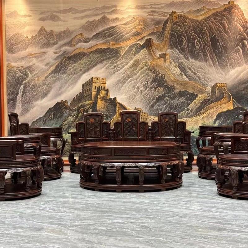 老挝大红a酸枝十三件套八件套红木家具沙发交趾黄檀沙发明式沙发