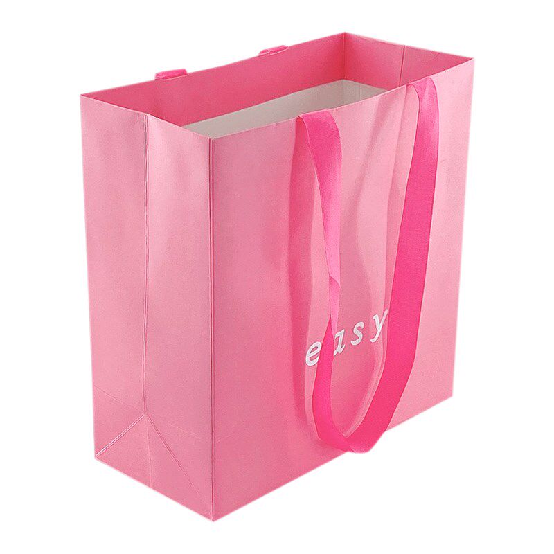 服装店袋子定制logo街拍肩背款包装袋订做粉红色纸袋手提袋子