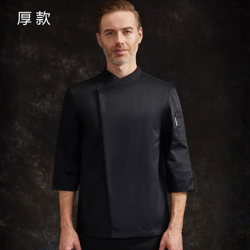餐饮酒店饭店秋季后厨房厨师工作服七分袖厚料制服不起球定制LOGO