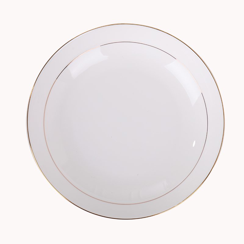 陶瓷金边盘子菜碟深盘家用6 7 8 9 10寸大小骨瓷餐具加深餐盘描金