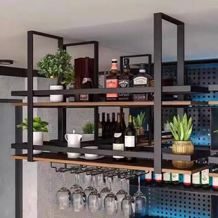 简约金属铁艺吊架置物架吧台饭厅酒吧厨房悬挂悬吊式天花板吊柜红