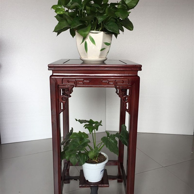 花架实木客厅中式绿萝仿古花盆吊兰阳台榆木架子盆景室内方形古典