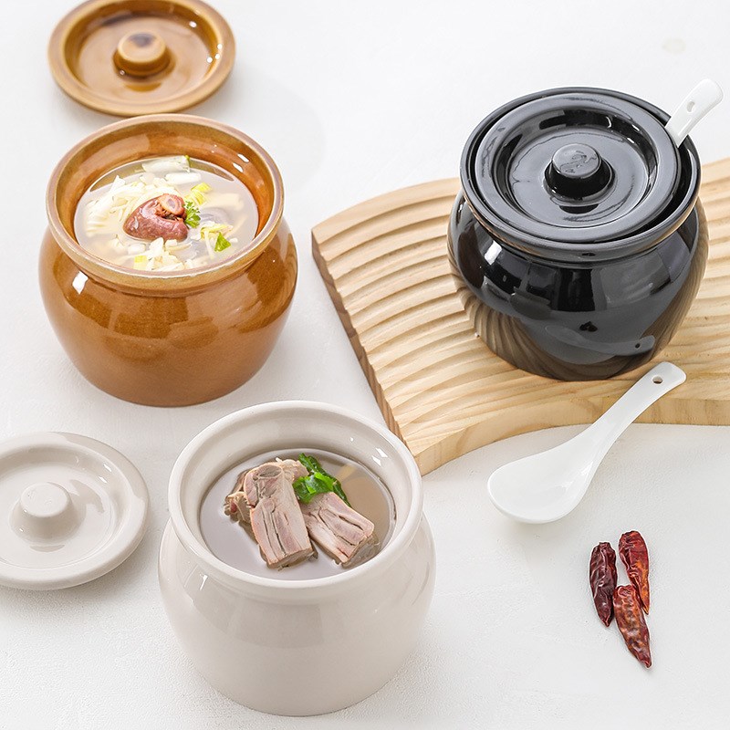 【一人一汤】瓦罐炖盅隔水炖一人食蒸蛋炖罐带盖T汤罐陶瓷煨汤汤