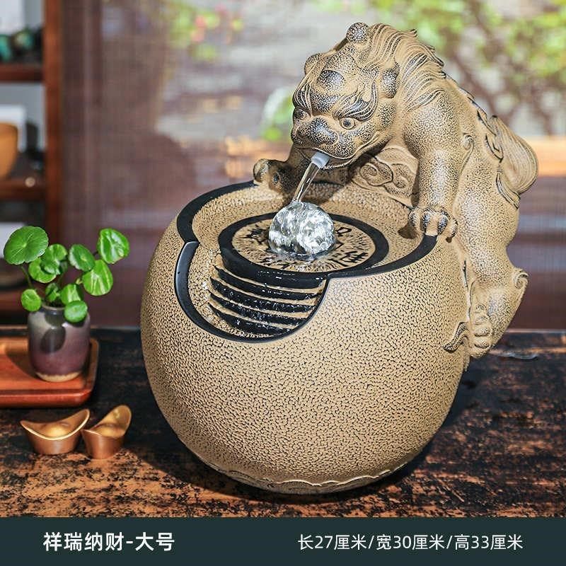桌面汉摆件小型流水韵装饰客厅中式流水喷泉水景新办公桌堂招财