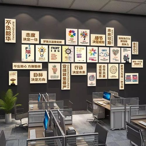 公司进门bLogo墙装饰办公室氛围布置励志标语墙贴茶水间企业文化Q