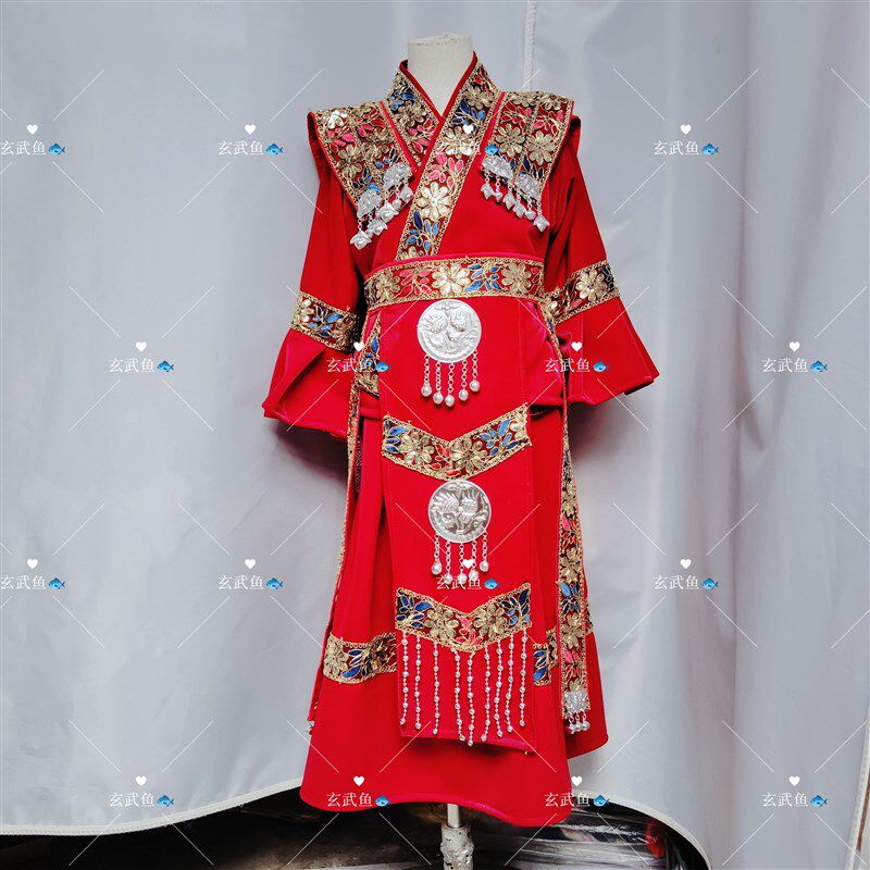 新款儿童苗族服装简约新款暗红色小清新苗族服装少数民族旅拍摄影