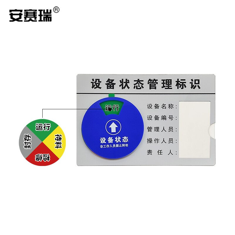安赛瑞盒式设备状k态旋转管理标识压克力指示牌(四状态C款)状态