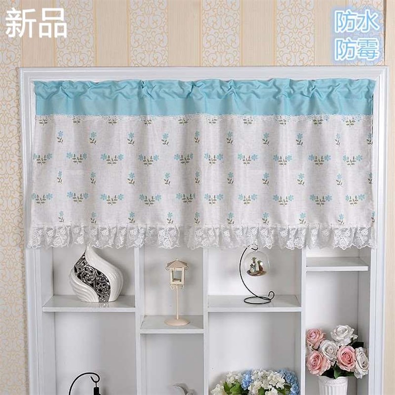 定制窗帘布艺卫生间防水短窗帘半遮光飘防霉窗厨房隔断帘柜帘 新