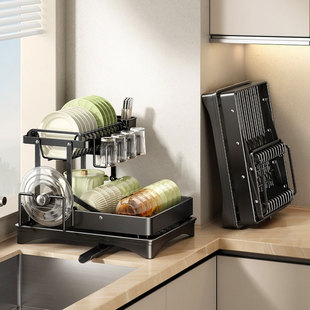 厨房沥水碗架f碗筷架碗柜置物架沥碗架沥水架双层架碗碟餐具收纳