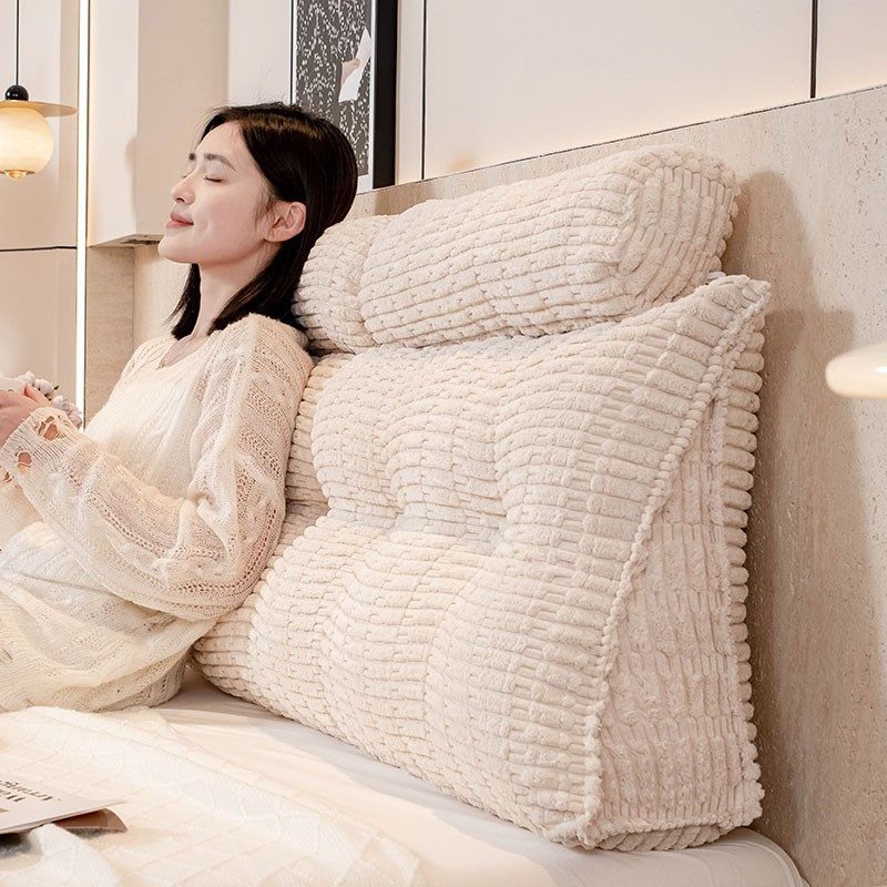 奶油风床头靠垫卧室护腰榻榻米软包双人大靠背可拆洗沙发飘窗靠枕