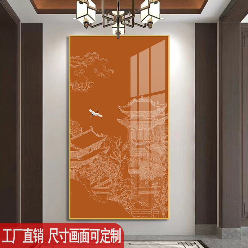新中式过道走廊尽头装饰画中国风民宿酒店挂画茶楼茶室入户玄关画